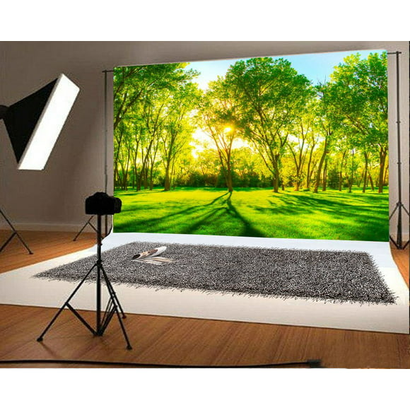 HUAYI Green Vegetation Nature Landscape Photo Studio Props Green Trees and Grass Background Kids Adults Outdoor Travel Lover Hiking Portraits Backdrop Polyester Fabric US-W-121-8×6ft 